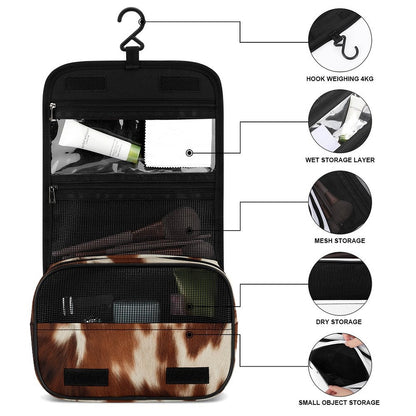 Cowhide Print Western Toiletry Travel Bag