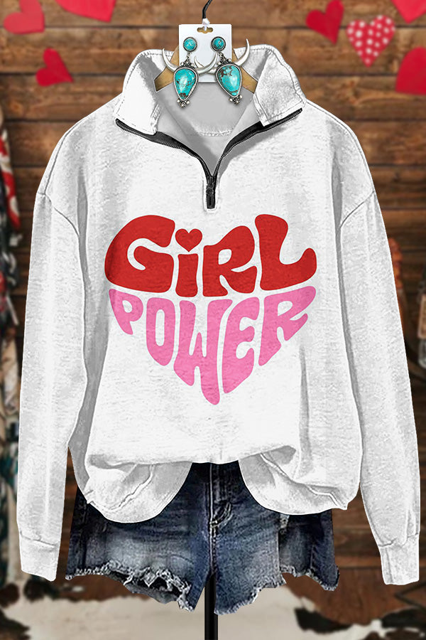 Girl Power Zipper Sweatshirt