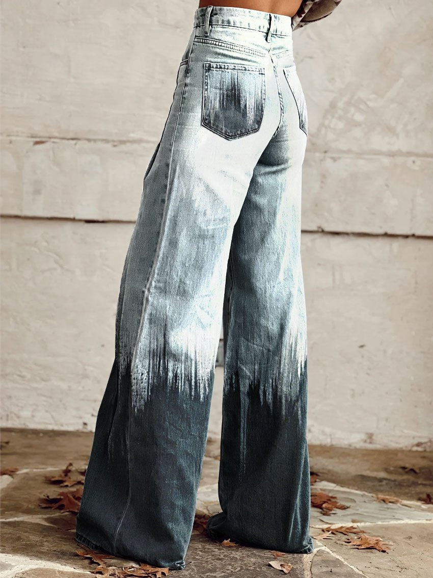 Women's Vintage Print Casual Wide Leg Pants