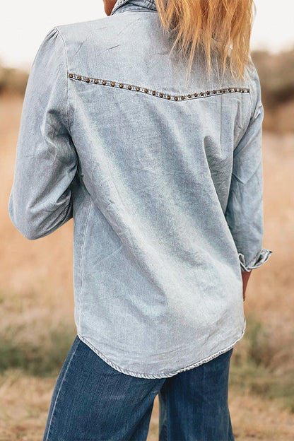 Hollow Studded Denim Shirt