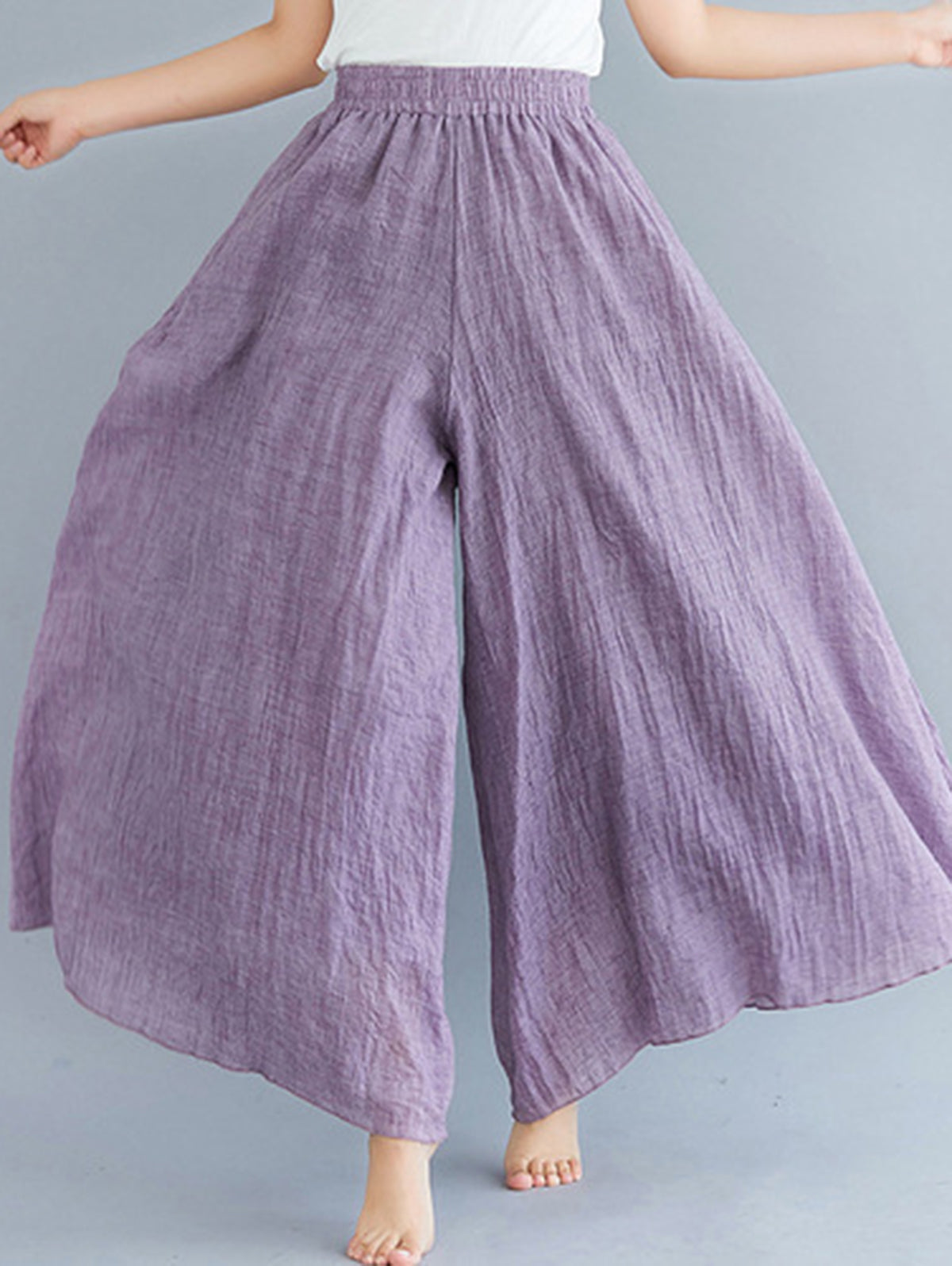 Casual Solid Elastic High Waist Wide Leg Pants