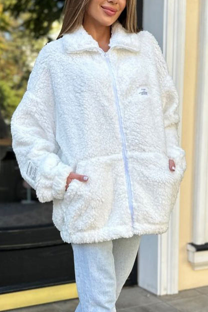 Women's Casual Solid Color Lambswool Coat