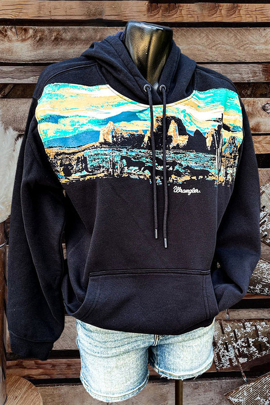 Retro Western Landscape Graphic Hoodie