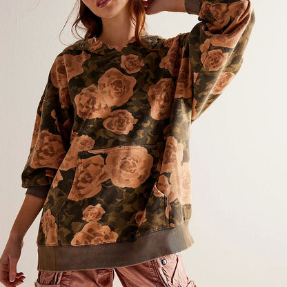 Autumn Printed Hooded Casual Long-sleeved Women's Sweatshirt