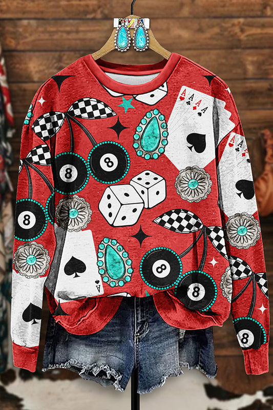 Vintage Western Poker Print Sweatshirt