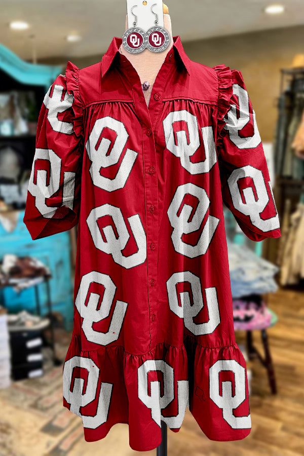 Classic Oklahoma Sooners OU Print Midi Dresses