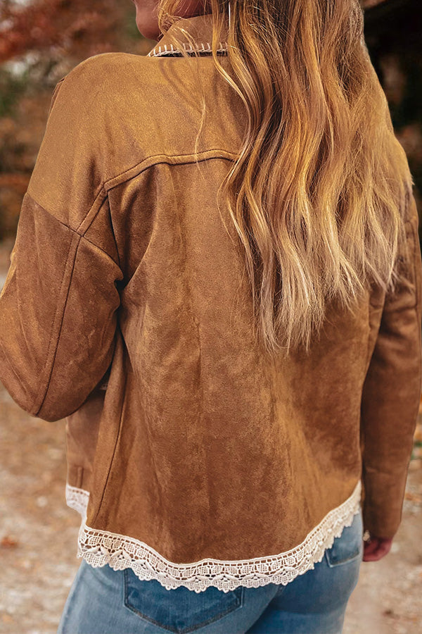 Lace Paneled Suede Jacket