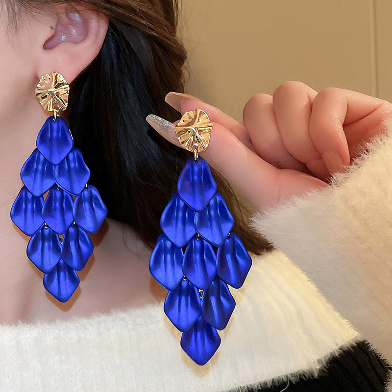 Elegant Petal Tassel Earrings