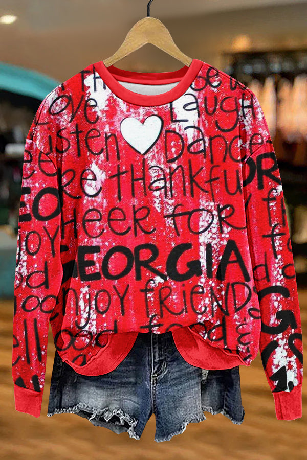 Unique Gameday Georgia Print Sweatshirt