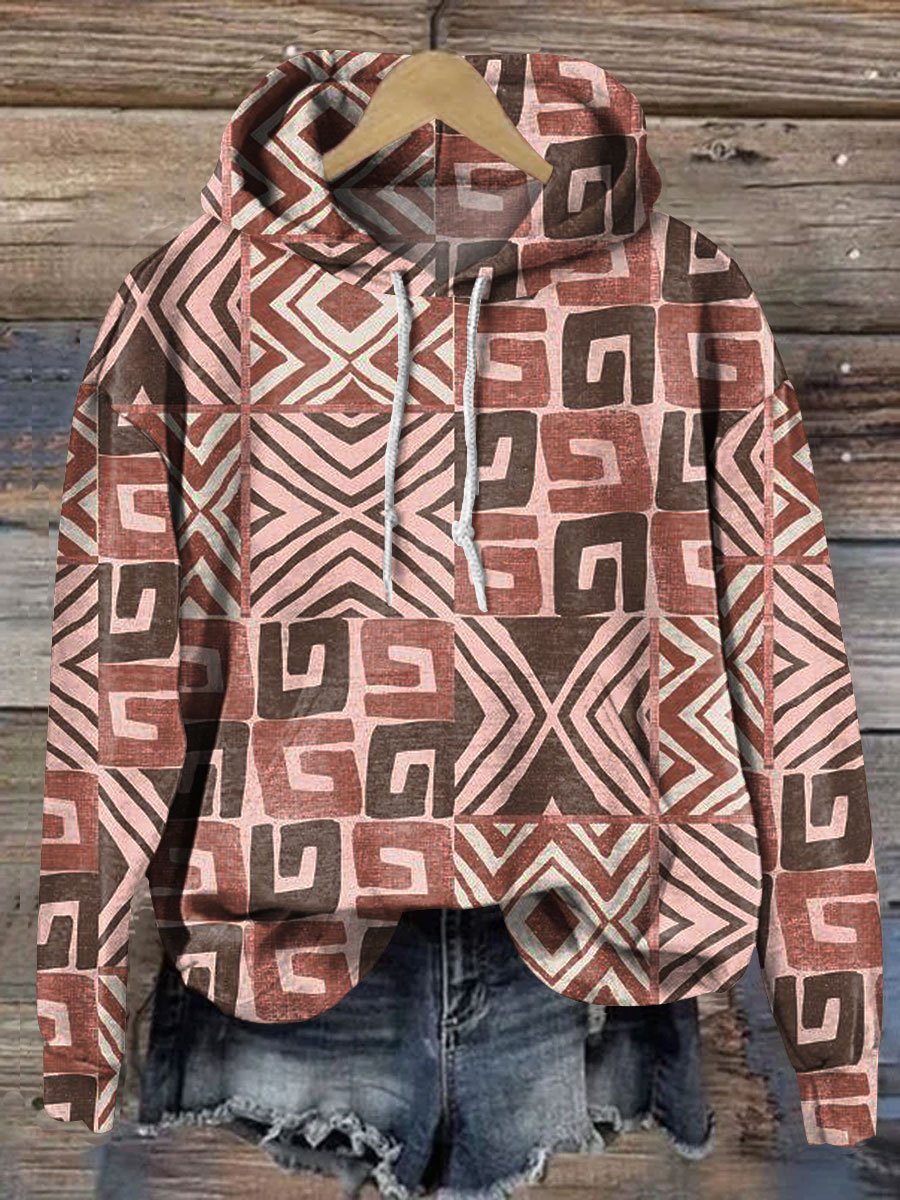 Retro Abstract Pattern Art Prints Casual Hoodie Sweatshirt