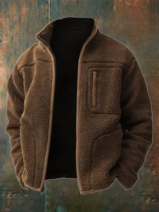 Men's Outdoor Plush Warm Pocket Jacket