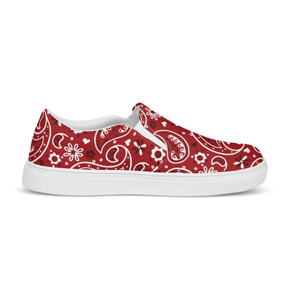 Red Bandana Women__ Slip-on Canvas Shoes