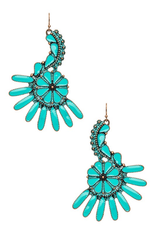 Faux Turquoise Western Style Earrings