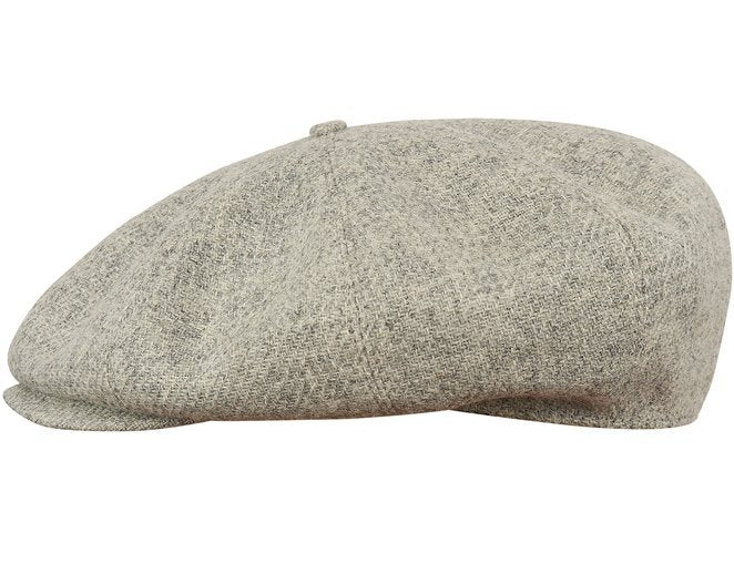 PEAKED CAPS Genuine Scottish Harris Tweed 8 Panels Man Cap Light GRAY