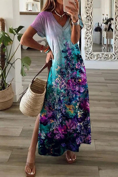 Retro Vintage Printed Outdoor Daily Short Sleeve Midi Dress