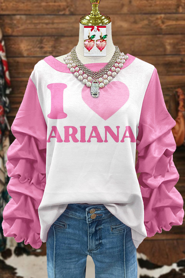 Love Ari Print Pleated Sweatshirt