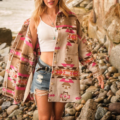 Women's Alkez Pink Printed Jacket