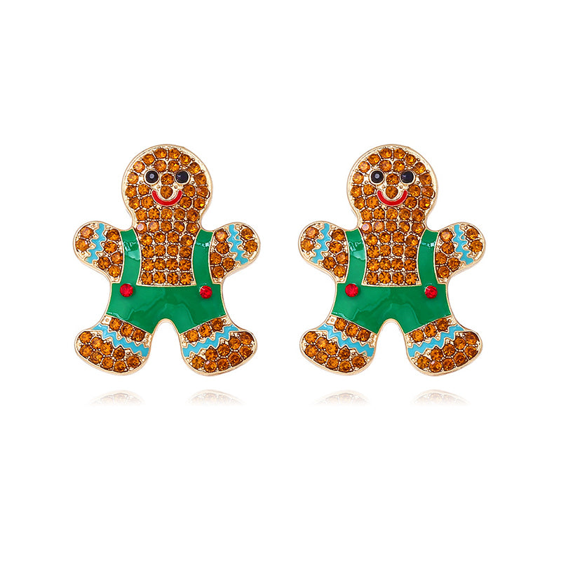 Cartoon Alloy Christmas Gingerbread Man Earrings