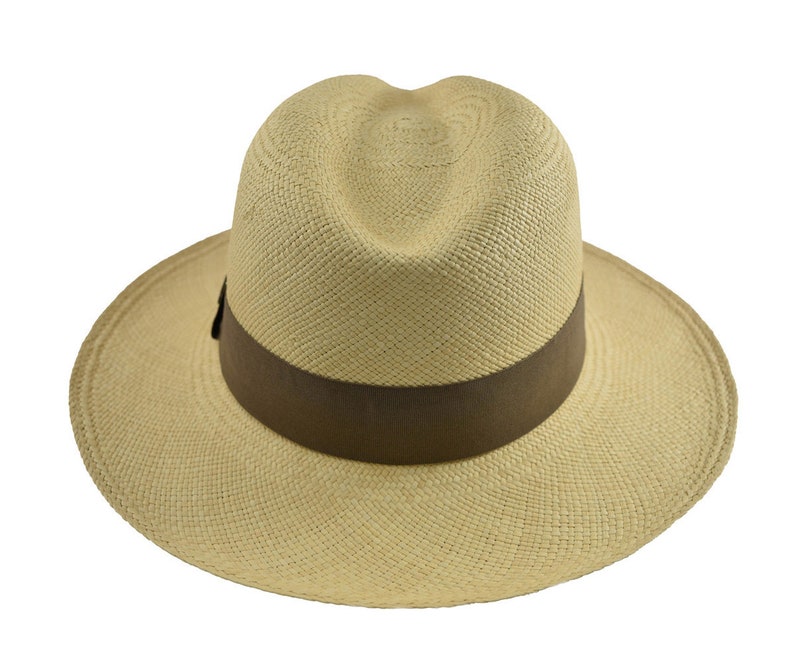 Classic Fedora | Genuine Panama Hat | Natural Toquilla Straw | Brown Band | Handwoven in Ecuador - EA - HatBox Included