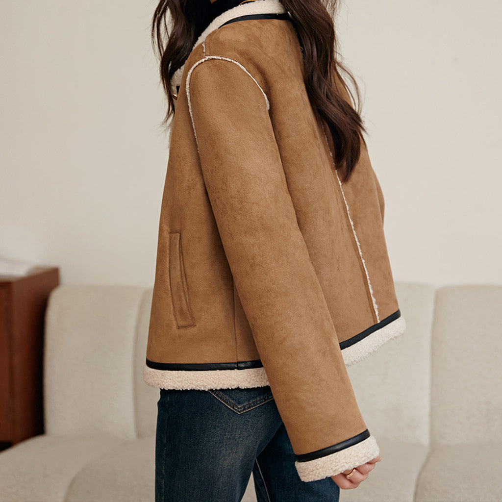 Women's Round Neck Vintage Thickened Coat