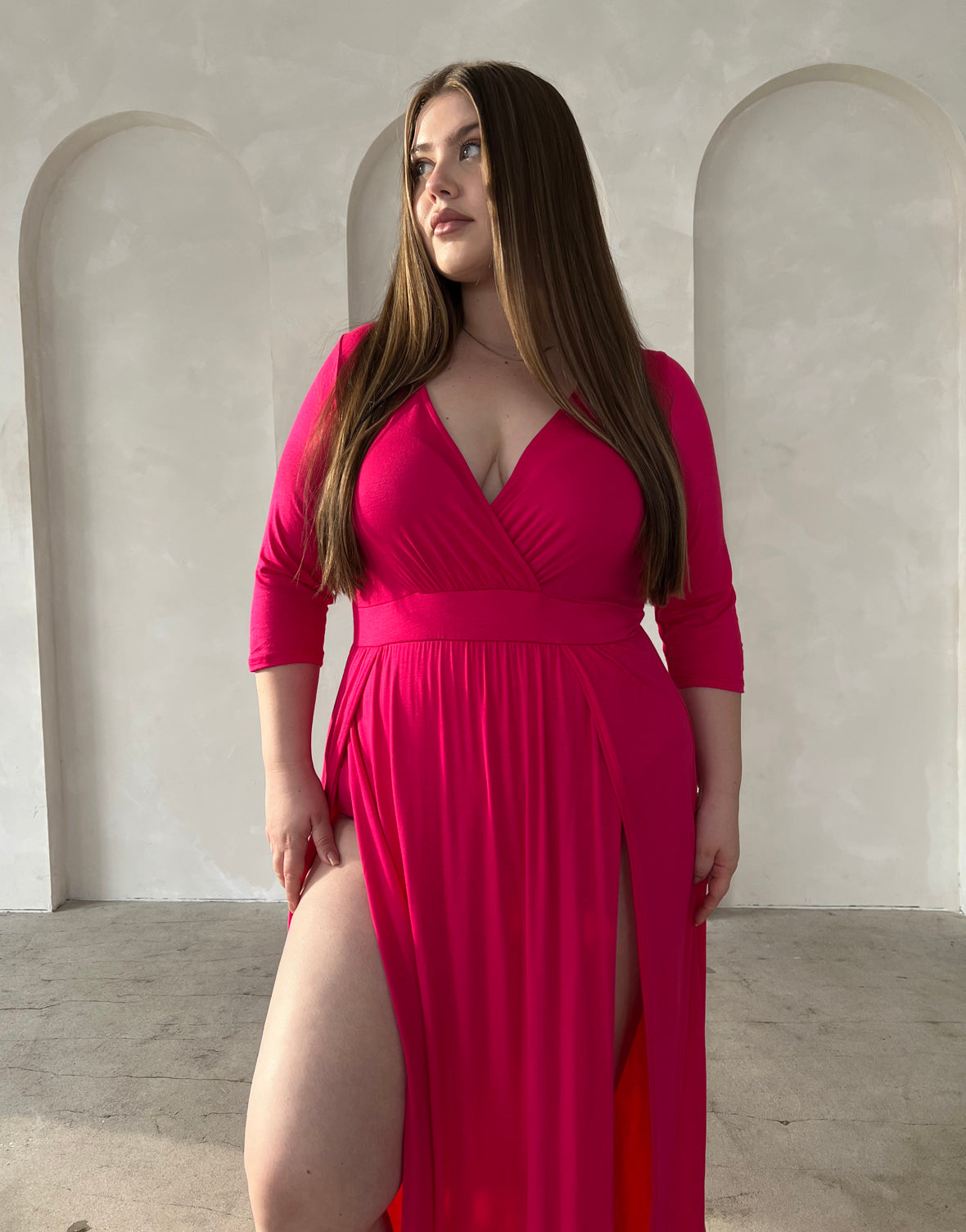 Plus Size Sultry Double Slit Dress