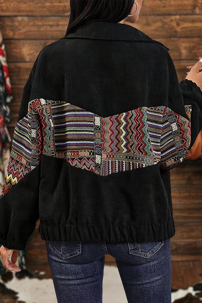 Retro Western Aztec Print Lapel Jacket