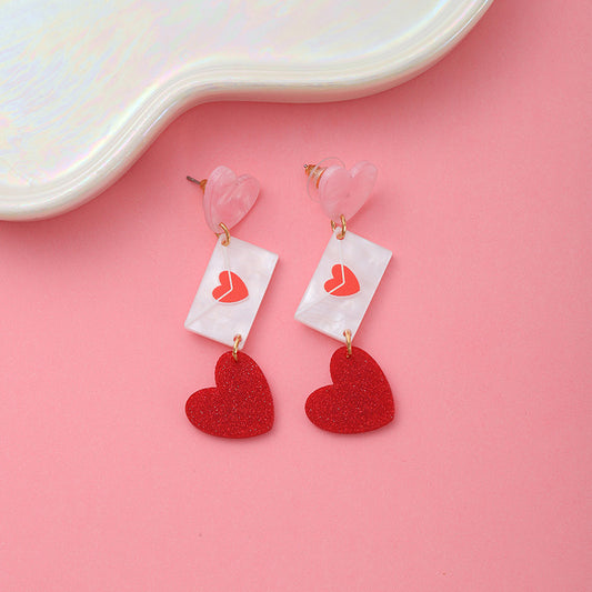 Valentine's Day Sequin Gradient Irregular Heart Earrings