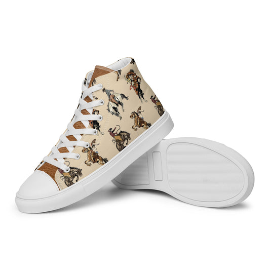 Vintage Cowgirl Women__ high top canvas shoes