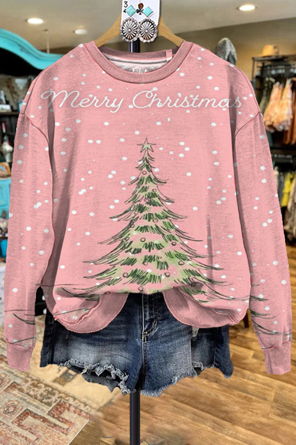 Elegant Christmas Tree Contrast Sweatshirt