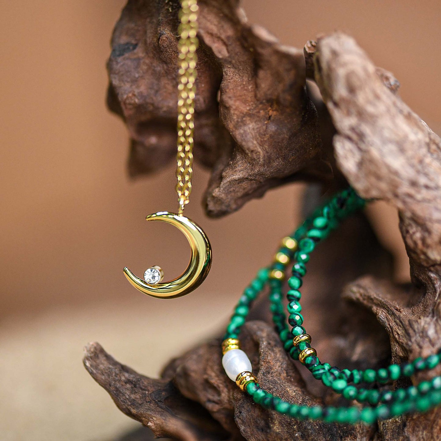 Emerald Crescent Necklace