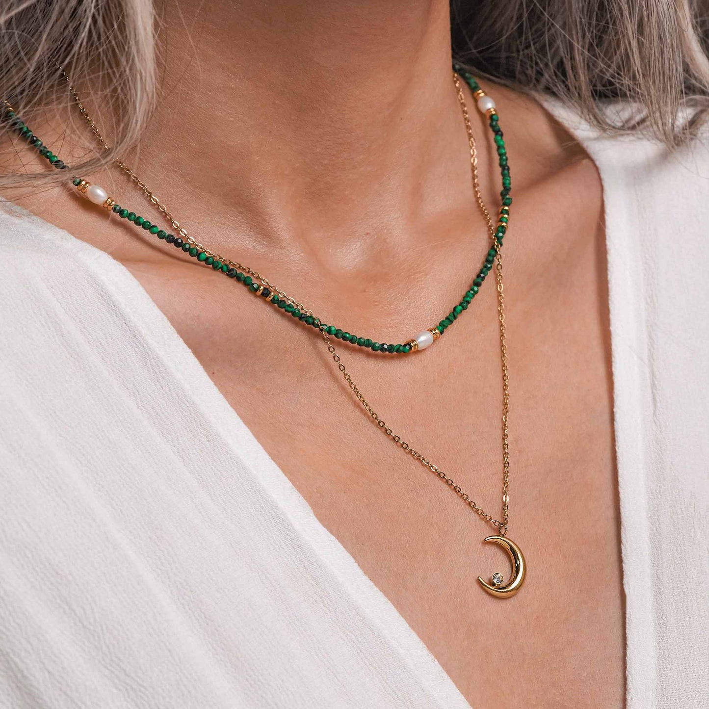 Emerald Crescent Necklace