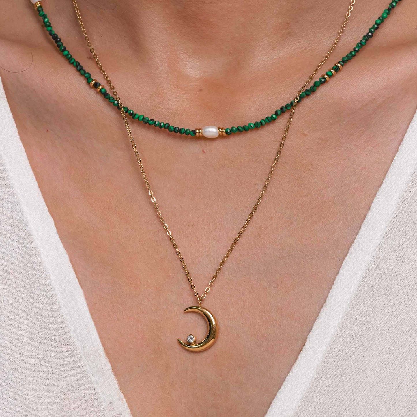 Emerald Crescent Necklace