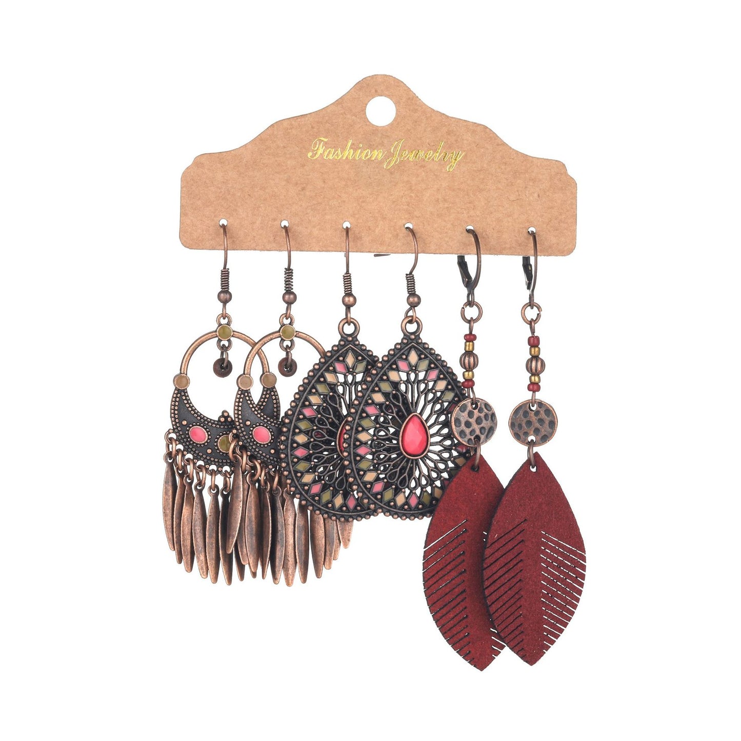 Women's Bohemian Suit Combination Metal Tassel Earrings