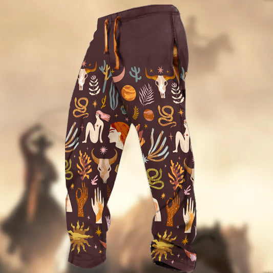 Men's Retro Country Western Ethnic Pint Casual Sweatpants