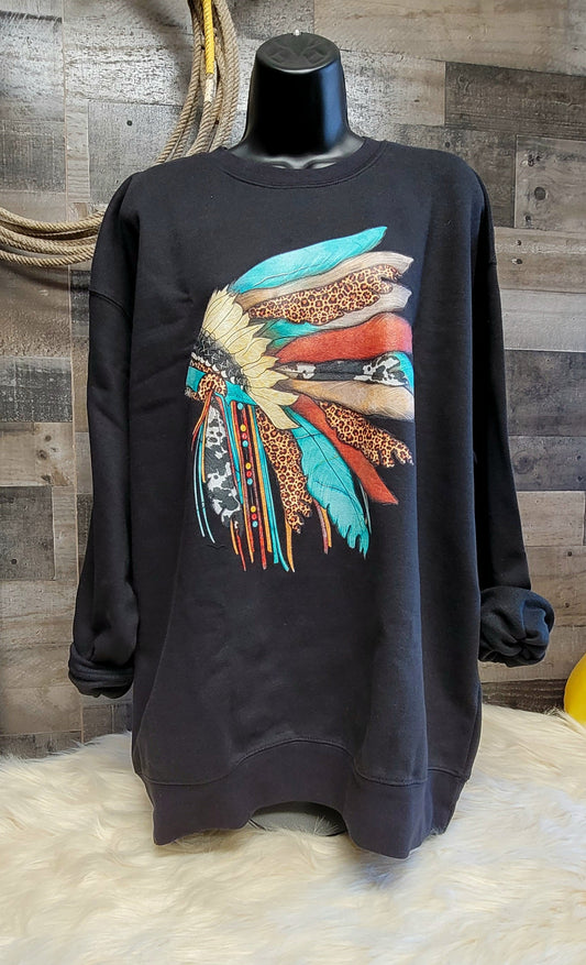 Turquoise Head Dress Unisex Sweatshirt choice of colors