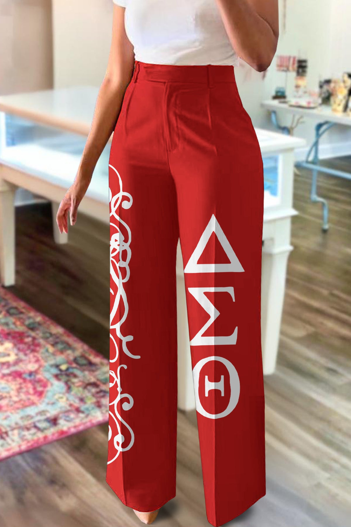 Classic Delta Sigma Theta Sorority Print Straight Leg Pants