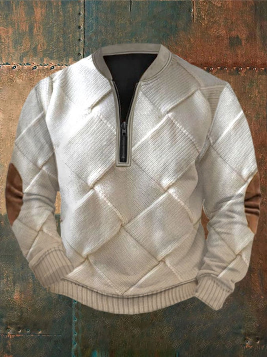 Men's geometric zip-up top