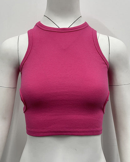 I-Shaped Midriff-Baring Hollow Sleeveless Tank Top