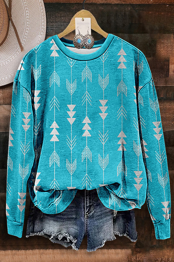 Retro Western Aztec Print Sweatshirt