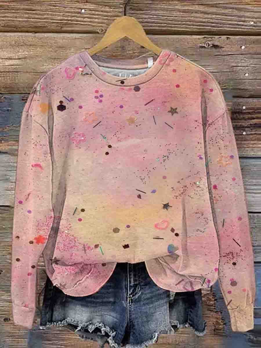 Women's Crew Neck Holiday Simple Print Casual Sweatshirt