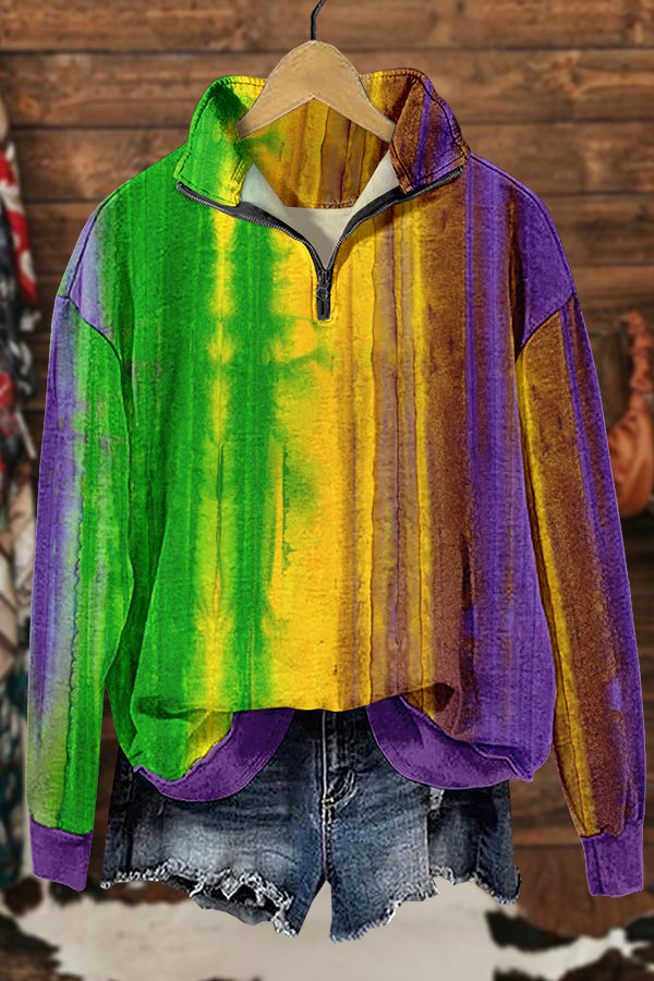 Chic Mardi Gras Print Sweatshirt