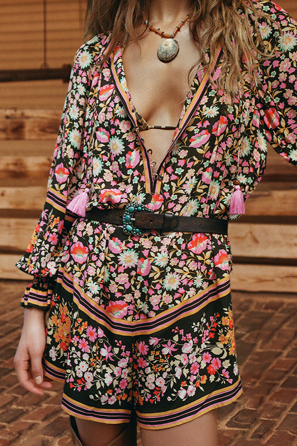 Floral Print Buttoned Romper