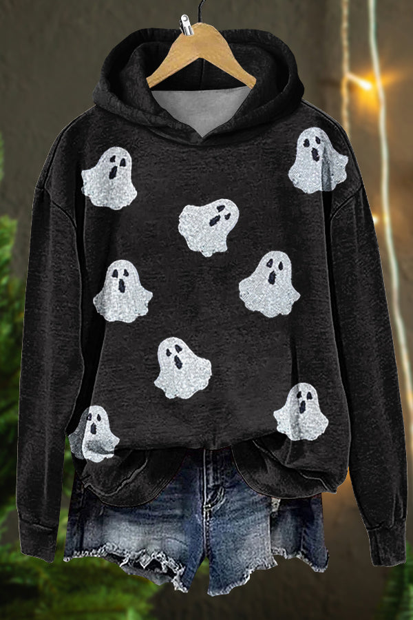 Halloween Ghost Print Sweatshirt