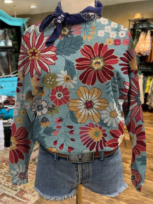 Vintage Floral Casual Sweatshirt