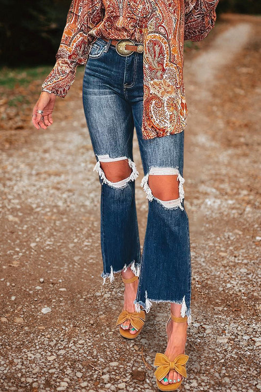 Ripped Flared Jeans