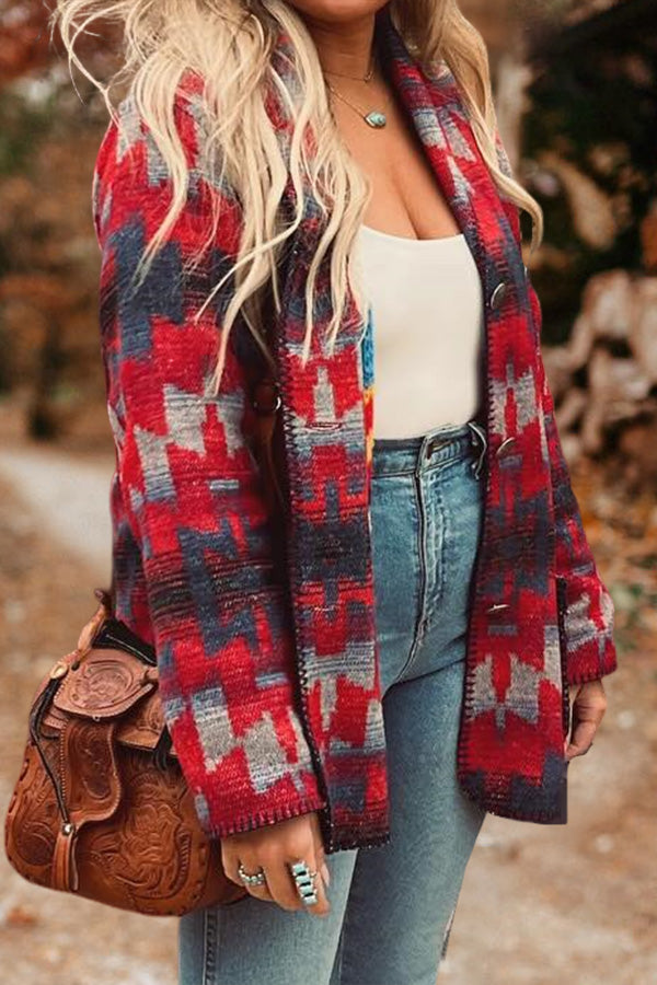 Aztec Print Contrast Jacket