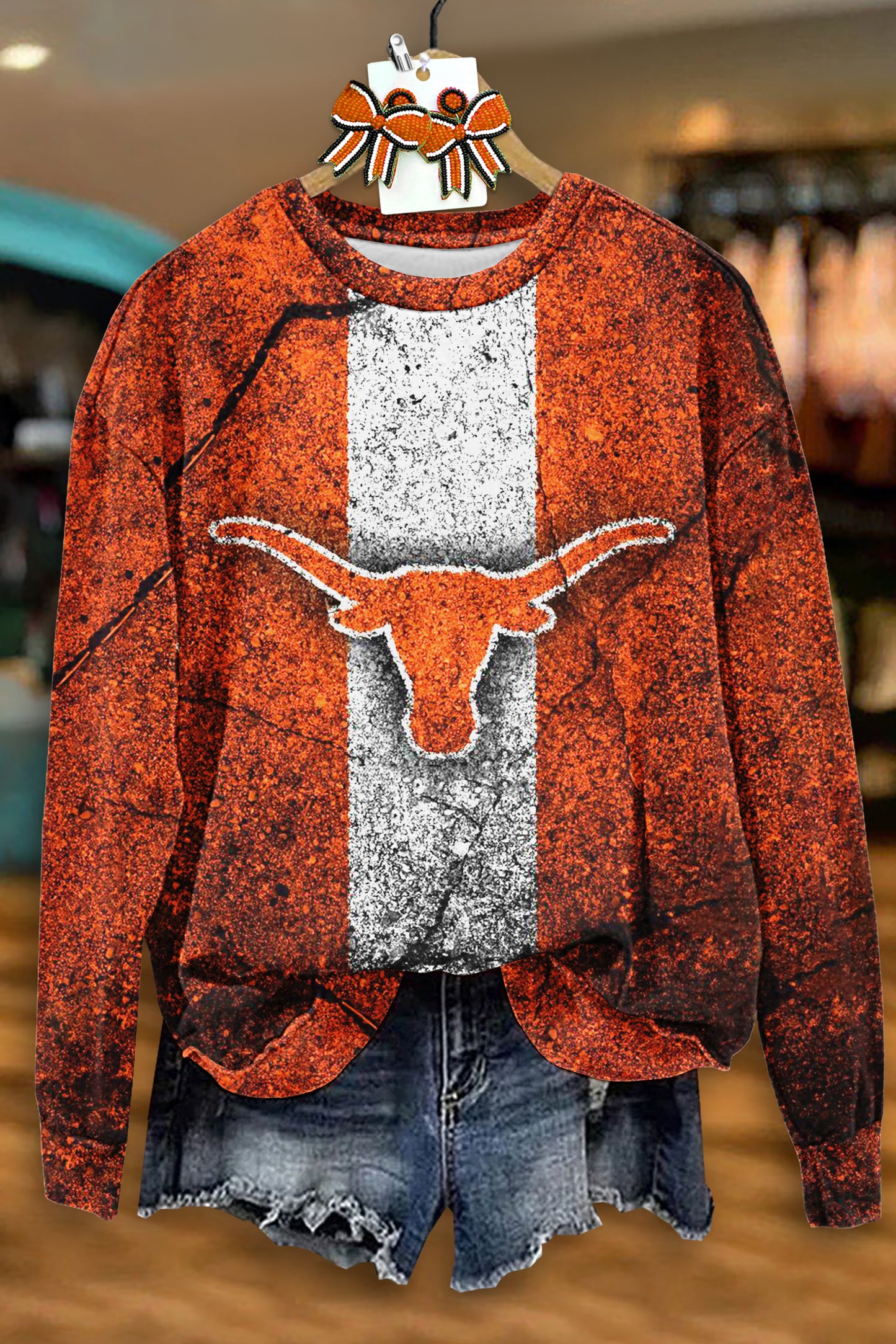 Vintage Texas Longhorns Print Sweatshirt