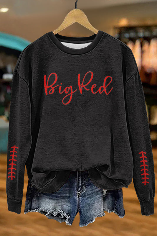 Football Go Big Red Gameday Print Sweatshirt