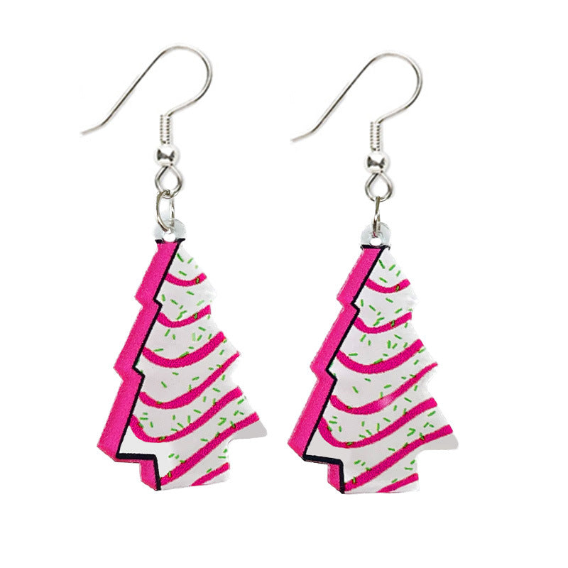 Pink Christmas Tree Chic Earrings