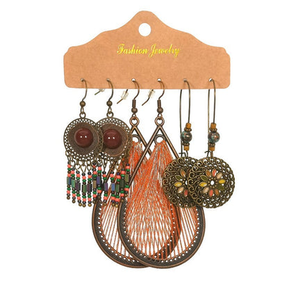 Women's Bohemian Tassel Earrings 3-Set Combination